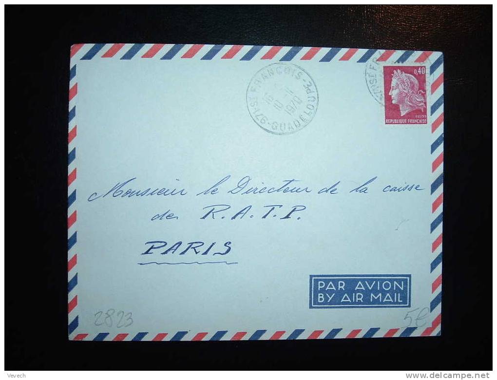 LETTRE TYPE MARIANNE DE CHEFFER 0,40 F OBL. 10-11-1970 ST FRANCOIS (971 GUADELOUPE) - 1967-1970 Marianne De Cheffer