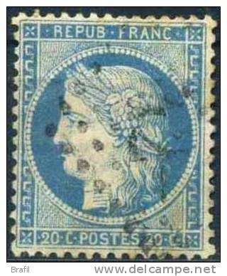 1870 Francia, Cerere 20 Cent. Azzurro Usato Cat. Unificato Nr.37 - 1870 Belagerung Von Paris