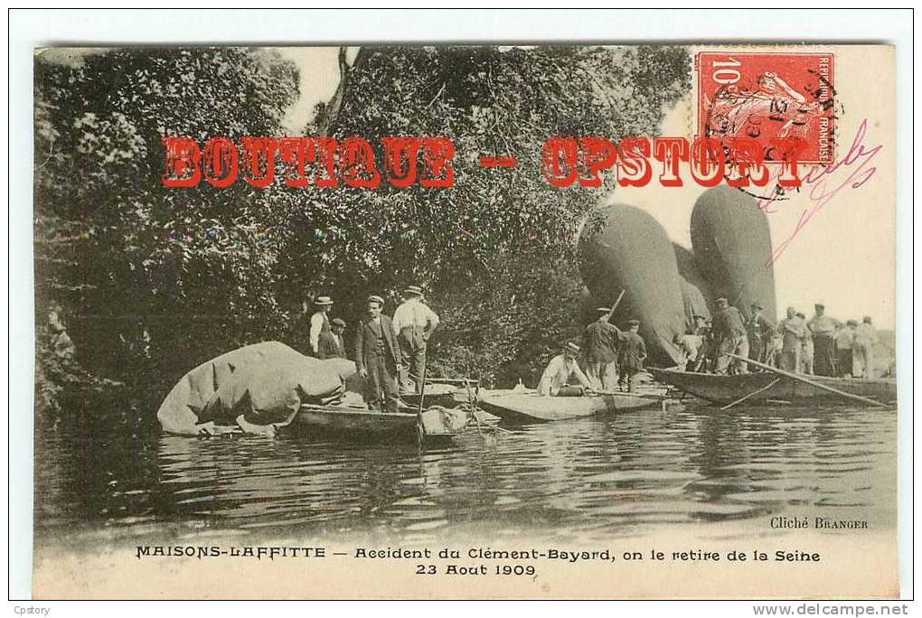 DIRIGEABLES - ACCIDENT Du Dirigeable " Clément Bayard " - On Le Retire De La Seine En 1909 - Dos Scané - Dirigibili