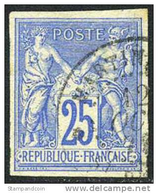 France Colonies #35a (Y&T 35) XF Used 25c From 1878 - Sage