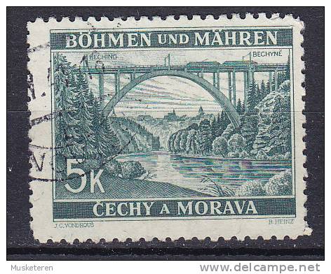 Böhmen & Mähren 1940 Mi. 57     5 K Lainsitzbrücke Mit Bechin I. Hintergrund Bridge Pont - Usados