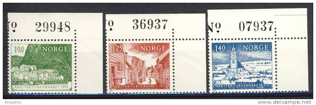 1975 Norway Complete MNH Set Of 3 Stamps " Architecture Heritage" Europa Sympathy Issue - Unused Stamps