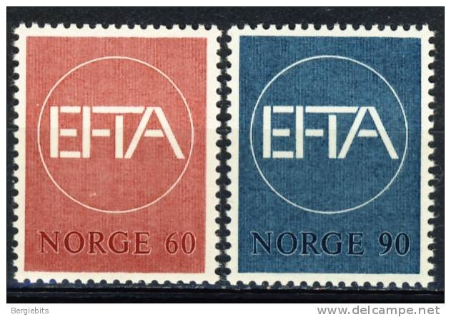 1967 Norway Complete MNH Set Of 2 Stamps " EFTA " Europa Sympathy Issue - Unused Stamps