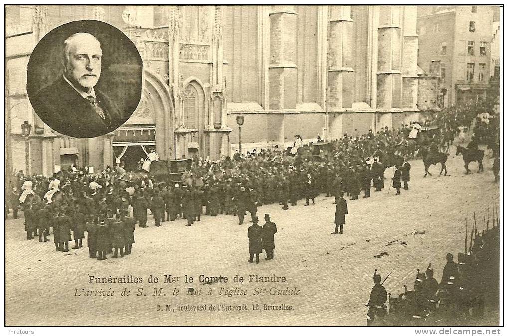 BELGIQUE / FUNERAILLES DE MGR LE COMTE DE FLANDRE / L'arrivée Du Roi à L'église Ste-Gudule - Begrafenis