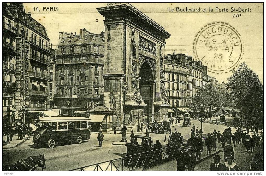 75-PARIS-Le BOULEVARD Et La PORTE ST-DENIS -CARTE PUBLICITAIRE Du  MAGASIN Du BON MARCHE -AUTOBUS- - Arrondissement: 03