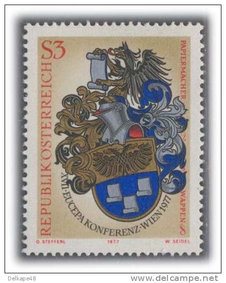 Oostenrijk Austria Österreich 1977 Mi 1557 ** Papiermacherwappen / Papermaker Arms - EUCEPA-Konferenz, Wien - Fabrieken En Industrieën