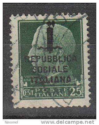 Italia  -  Rep.  Sociale.  Imperiale  25 Cent..   Viaggiato. - Oblitérés