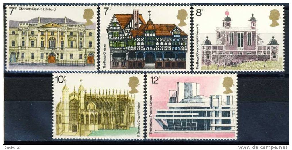 1975 Great Britain  Complete  MNH Set Of  5  Stamps " Heritage Buildings " Europa Sympathy Issues - Nuovi