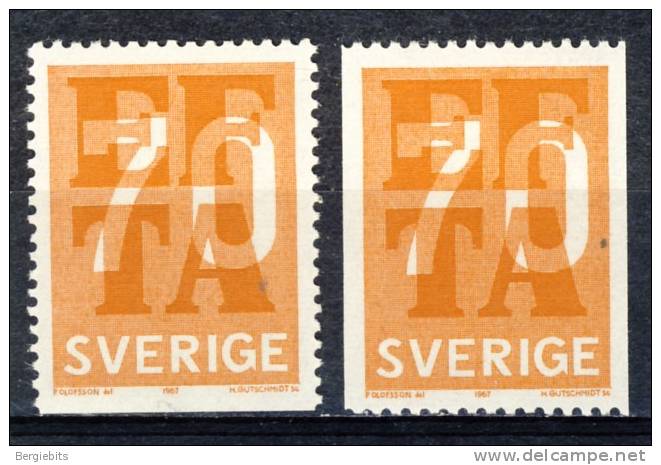 1967 Sweden  Complete  MNH Set Of  2  Stamps " EFTA " Europa Sympathy Issues - Unused Stamps