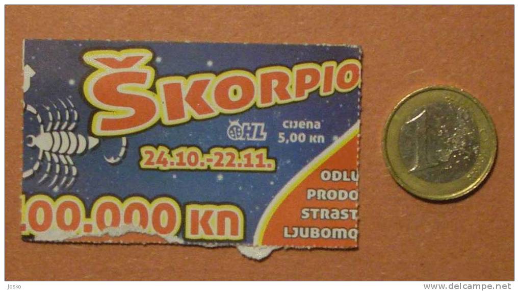 HOROSCOPE - Scorpion ( Croatian Express Lottery ) Horóscopo Zodiac De Loterie Lotería Lotterie Lotteria Loterij - Lottery Tickets