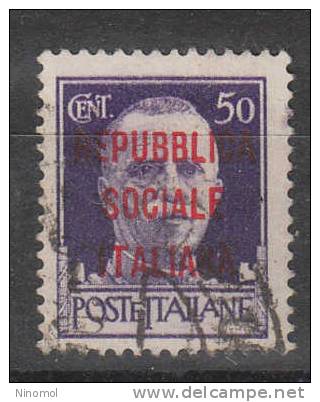 Italia  -   1944.  Rep.  Sociale.  Imperiale  50 Cent..   Buona  Centratura.  Viaggiato - Gebraucht