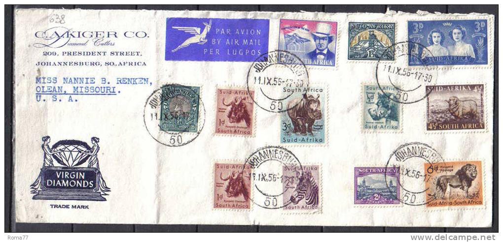 TR638 - SUD AFRICA , Lettera Del 11/9/956 Per Gli USA . - Storia Postale