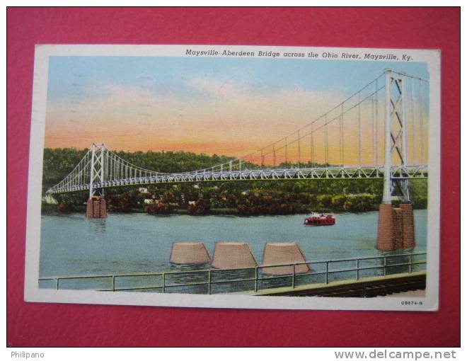 Maysville KY  Aberdeen Bridge  Across The Ohio River  1954 Cancel  Vintage Wb-----===========(ref 124) - Andere & Zonder Classificatie