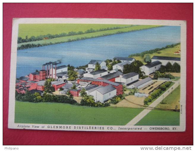 Owensboro KY  Airplane View Glenmore Distilleries Co.  1941 Cancel -----===========(ref 124) - Owensboro