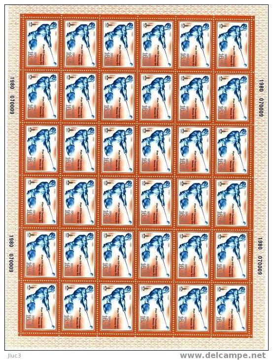 FC4678 - RARE - URSS 1980 - La  Superbe  FEUILLE  Entière  Neuve**  De  36  TIMBRES  N° 4678 (YT)  -- SPORT JO 80 Moscou - Feuilles Complètes