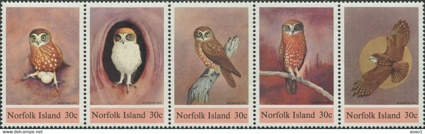 Norfolk 1984 MiNr. 339 - 343  Norfolk-Insel Birds Owls 5v MNH** 9,50 € - Owls