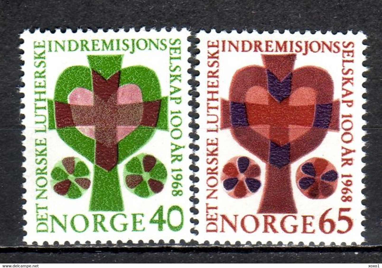 Norway 1968 Religion 100 Years Norwegian Lutheran Inner Mission Society. 2v MNH** - Ungebraucht