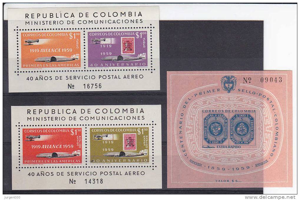 Colombia, BL15, BL16, BL17 **, Michel = 50 € (X10607) - Postzegels Op Postzegels