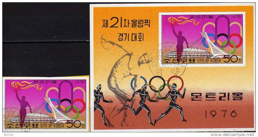 Werbung Für Olympiade 1976 Korea 1514 Plus Block 26 B O 19€ Olympische Flamme Montreal Olympic Bloc Sheet From Corea - Ete 1976: Montréal