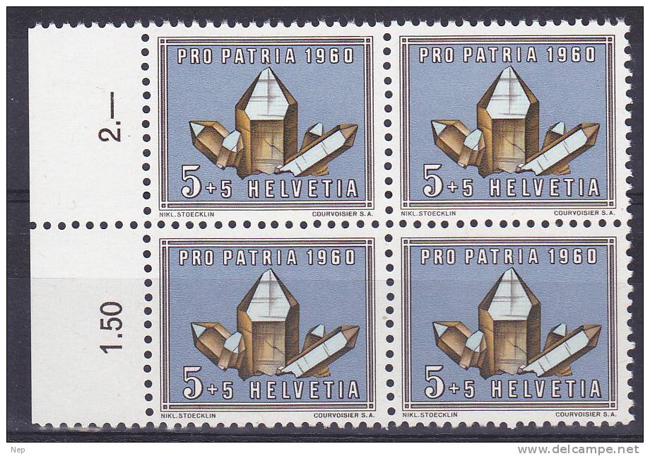 ZWITSERLAND - Briefmarken - 1960 - Nr 725(Blok Van4/Bloc De Quatre) - MNH** - Cote 3,20€ - Neufs