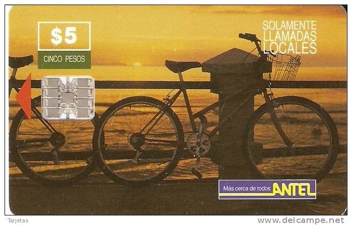 Nº 26 TARJETA DE URUGUAY DE UNA  BICICLETA DE 5$ - Uruguay