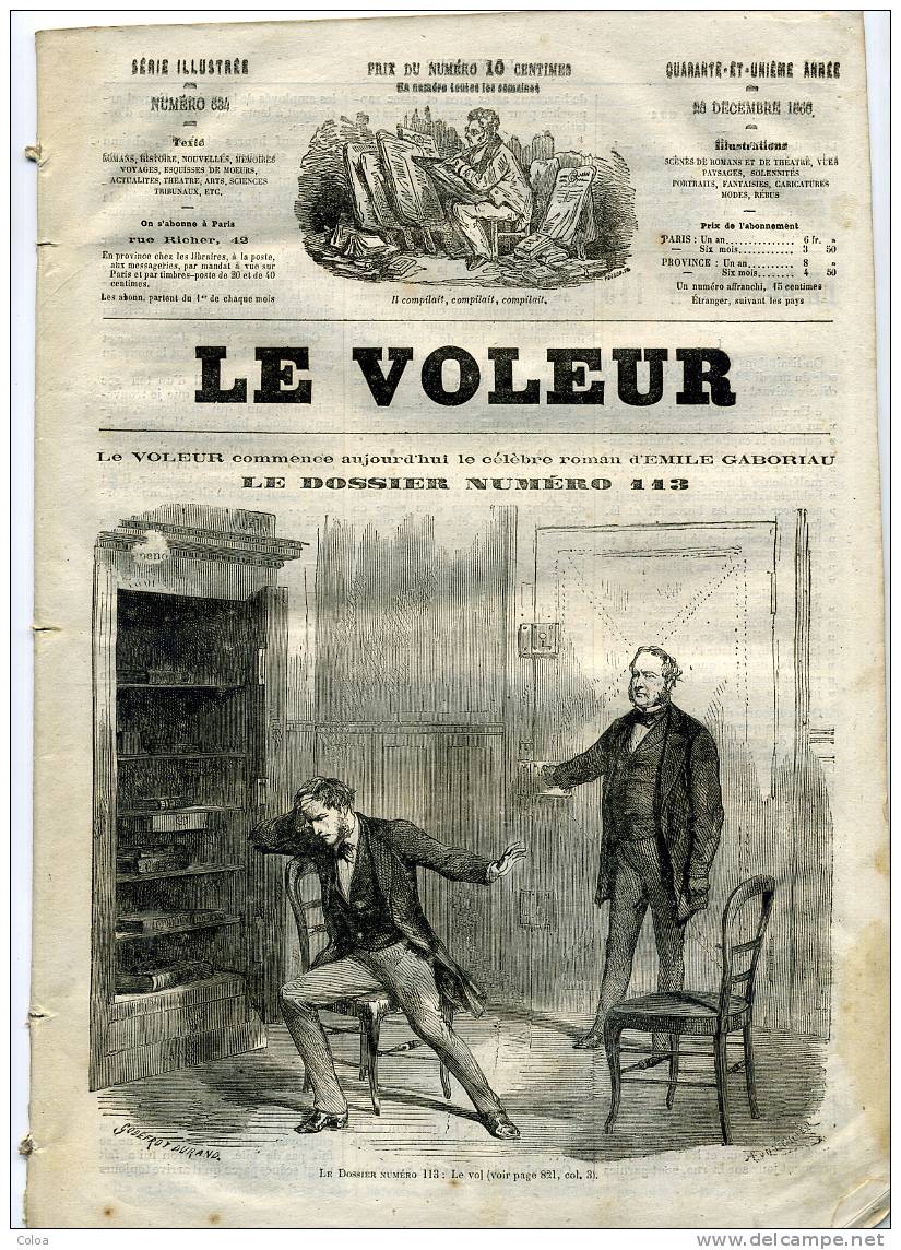 Le Voleur Série Illustrée 18 Décembre 1868 - Revistas - Antes 1900