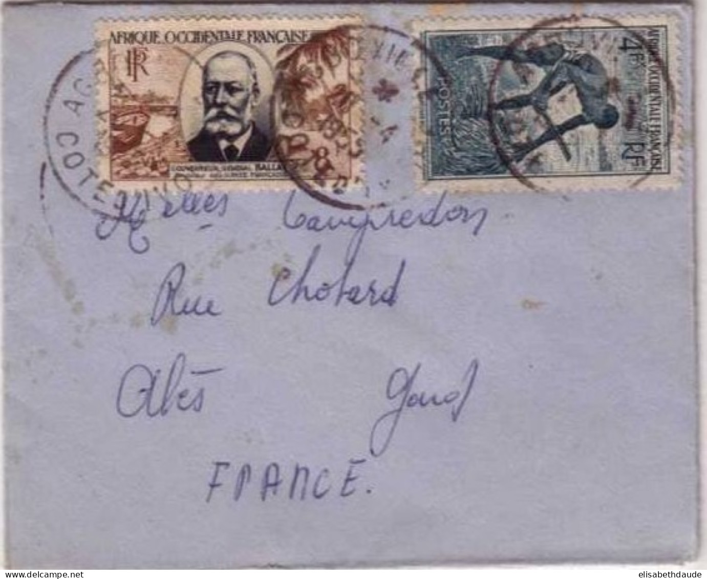 AOF - 1955 -  YVERT N°36+50 Sur LETTRE De AGBOVILLE (COTE D'IVOIRE) Pour ALES - Covers & Documents