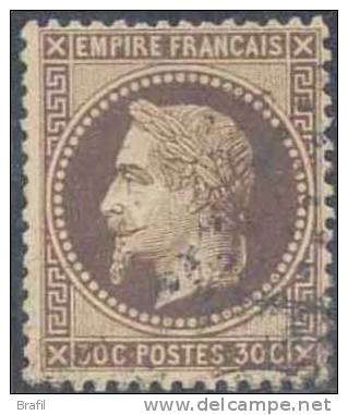 1863 Francia, Napoleone III Cent.30 Bruno Usato Cat. Unificato Nr.30 - 1863-1870 Napoleon III With Laurels