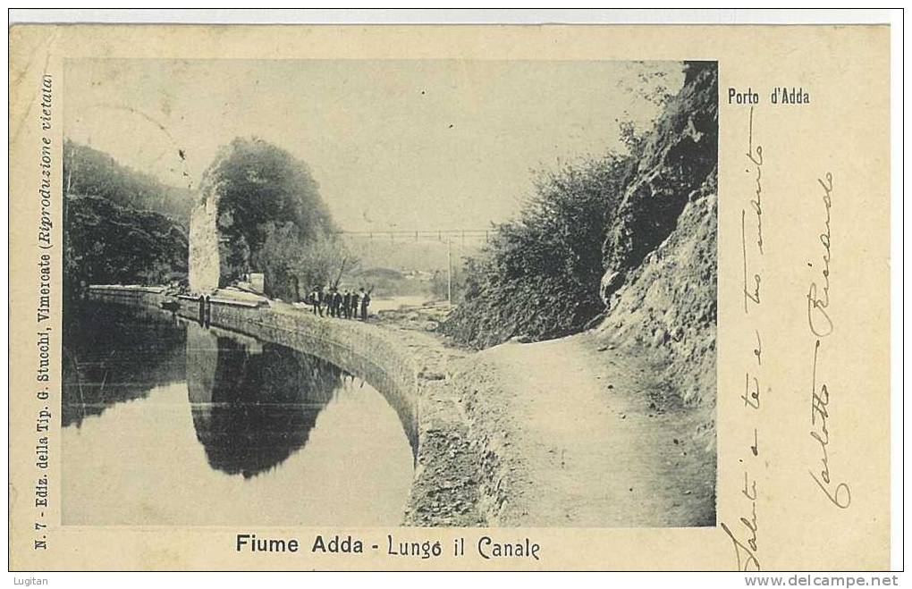 Cartolina - PORTO D'ADDA - FIUME ADDA LUNGO IL CANALE - ANIMATA - LOMBARDIA - MONZA - Monza