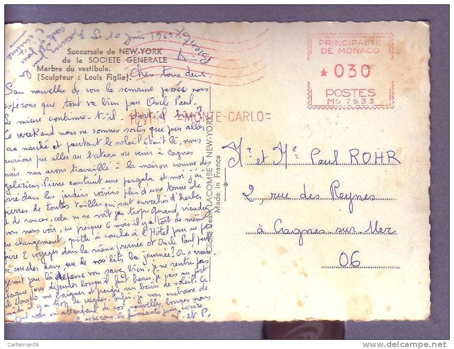 Marcophilie - Monaco - Emreinte Machine - 10/06/1969, 0.30 Cts Monte-Carlo MG 7533 - Franking Machines (EMA)