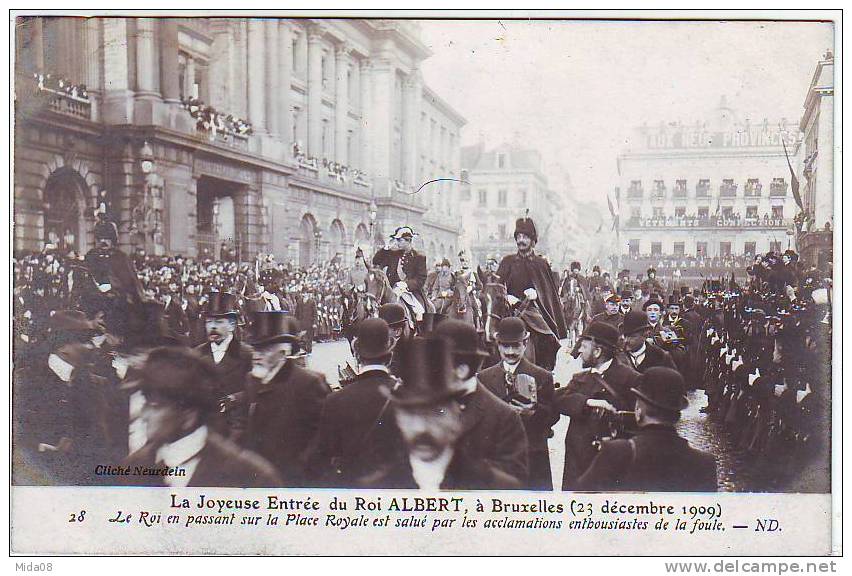 BRUXELLES .LA JOYEUSE ENTREE DU ROI ALBERT LE 23 DECEMBRE 1909. PLACE ROYALE. - Fêtes, événements