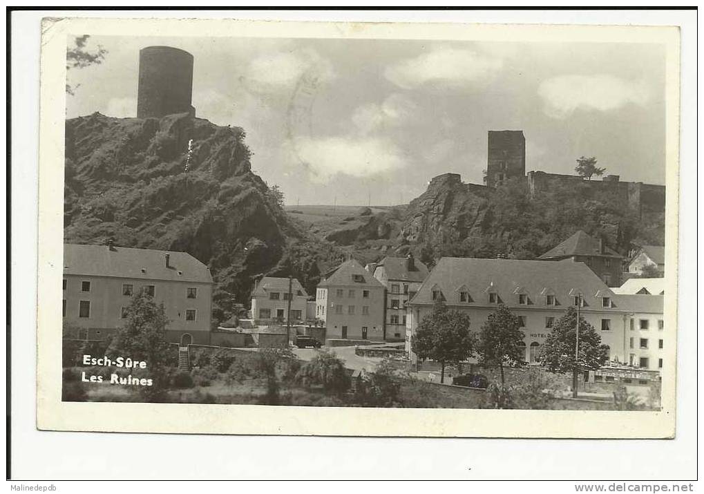 CPA 1963 - ESCH SUR SURE - LES RUINES DU CHATEAU - 2 Timbres - Esch-sur-Sure