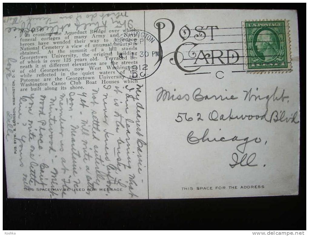 WASHINGTON D.C. - Georgetown University - Canoe Club - Potomac - Aquaduct - 1912 - Garrison - Lot 2.3 - Washington DC