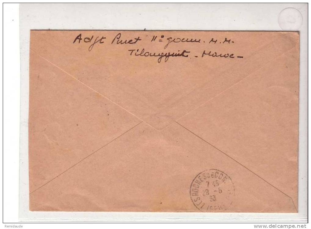 MAROC - 1933 - YVERT N° PA6 Seul Sur LETTRE FM PAR AVION De TILOUGGUIT (POSTE AUX ARMEES N°435) Pour L´ISERE - Briefe U. Dokumente