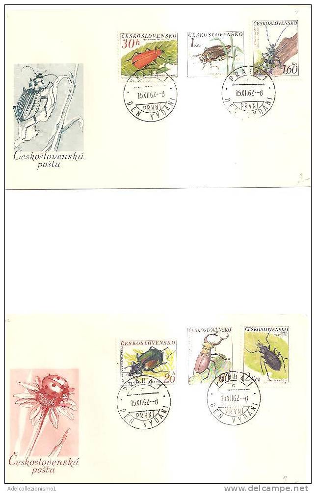 48255)n°2 Lettere F.d.c. Rep. Ceca Serie 1962 Coleotteri Con 3 Valori + Annullo N°1245-50 - FDC