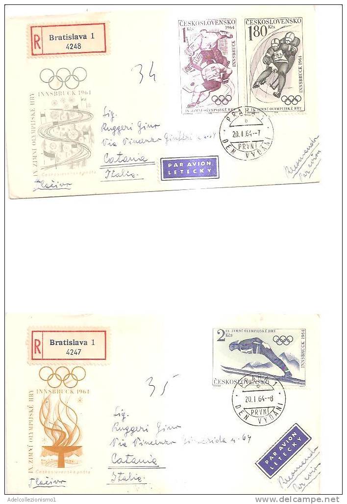 48257)n°2 Lettere F.d.c. Rep, Ceca Serie 1964 Giochi Olimpici Invernali Con Uno E 2 Valori + Annullo N°1315-17 - FDC