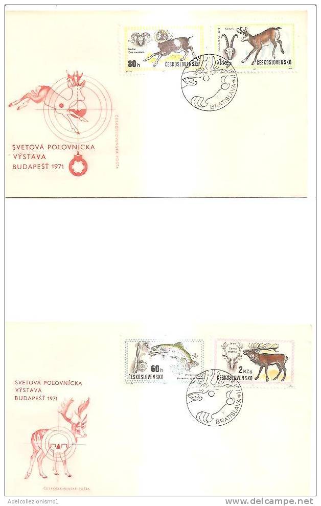 48259)n°2 Lettere F.d.c. Rep. Ceca Serie 19espo. Mondiale Della Caccia A Budapest Con 2 Valori + Annullo N°1859-62 - FDC