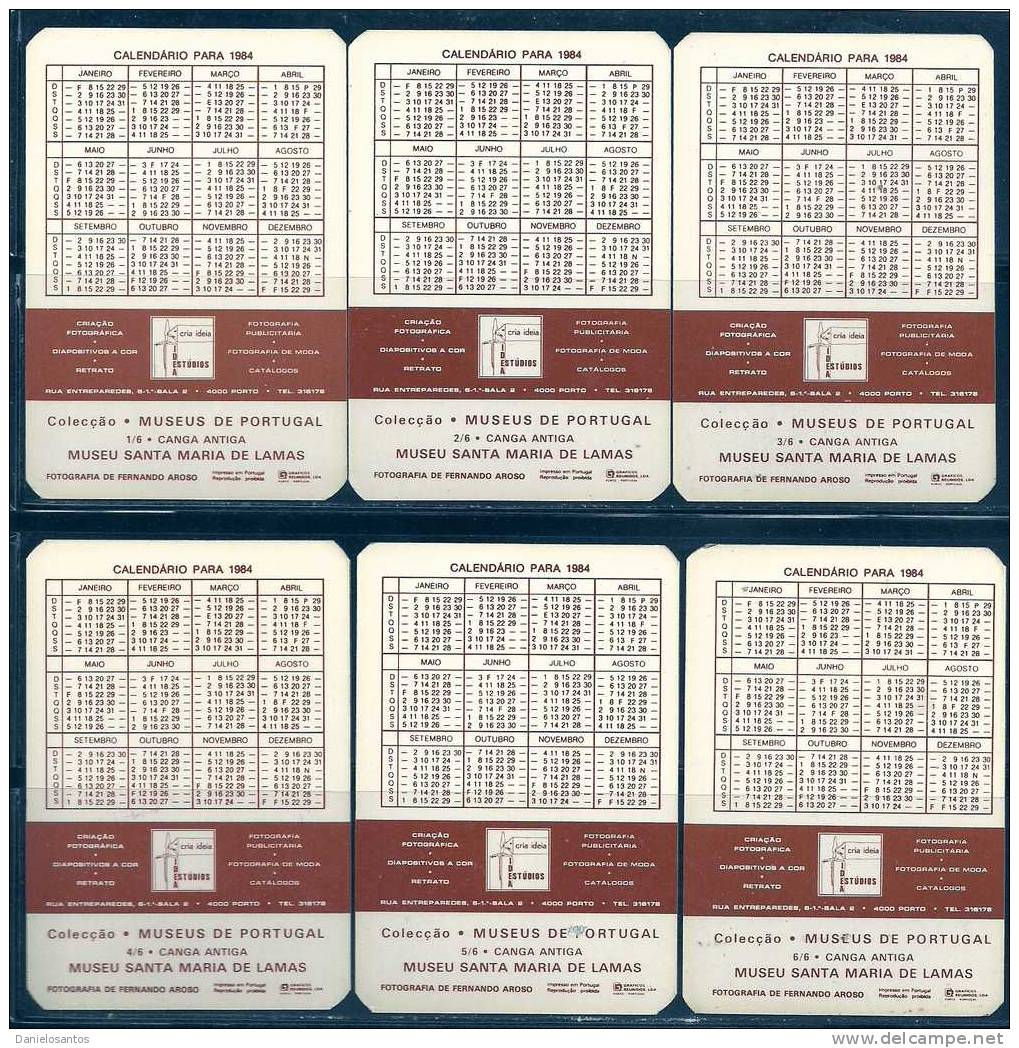1984 Pocket Poche Bolsillo Calender Calandrier Calendario  Cangas Joug (des Boeufs) Complete Set Of 6 - Big : 1981-90