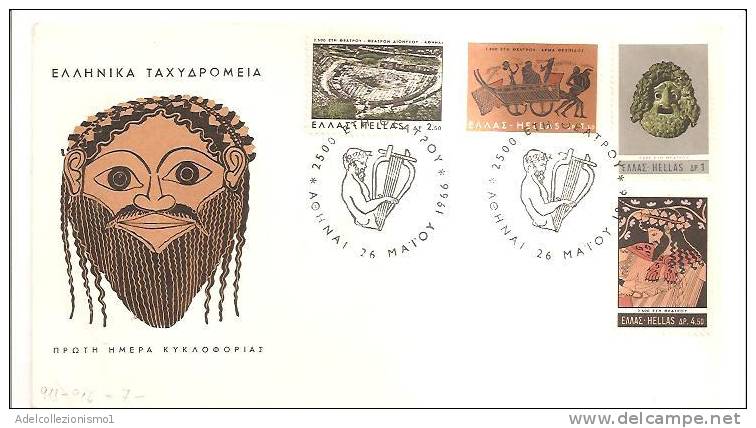 48264)lettera F.d.c. Grecia Serie Teatro Nazionale Con 4 Valori + Annullo - FDC