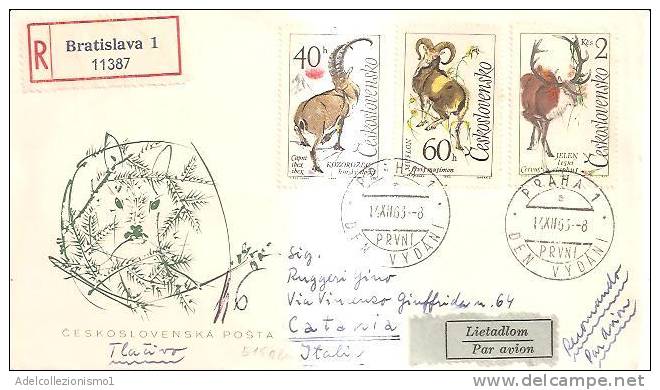 48278)lettera F.d.c. Racc. Aerea Rep. Ceca Serie 1963 Con 3 Valori + Annullo - FDC