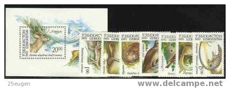 UZBEKISTAN  1993 FAUNA SET +  MS MNH - Ouzbékistan