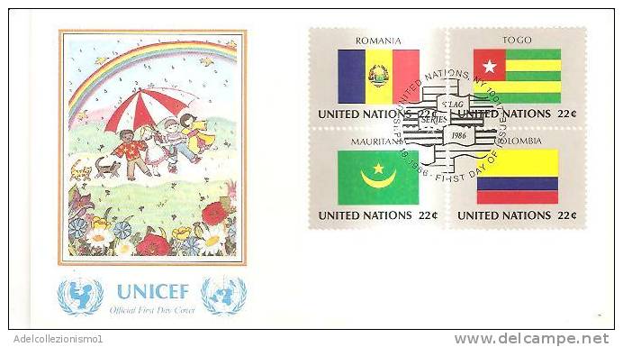 48292)lettera F.d.c. Nazioni Unite Serie Unicef Con 4 Valori + Annullo - Autres & Non Classés