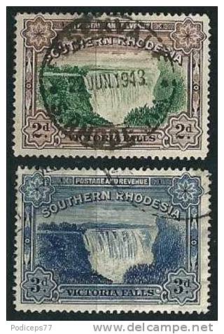 Süd-Rhodesien  1935  Viktoriafälle (mit "Postage&Revenue")   Mi-Nr.36/37  Gestempelt / Used - Rhodésie Du Sud (...-1964)