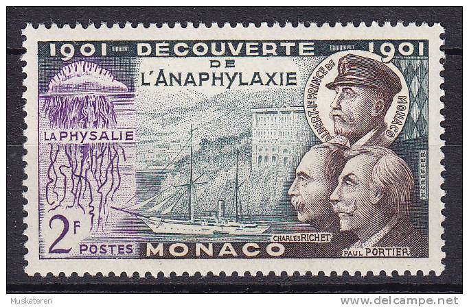 Monaco 1953 Mi. 470   2 Fr Anaphylaxie Professor Richet & Portier Jacht Schiff Ship Hirondelle II. MNH** - Neufs