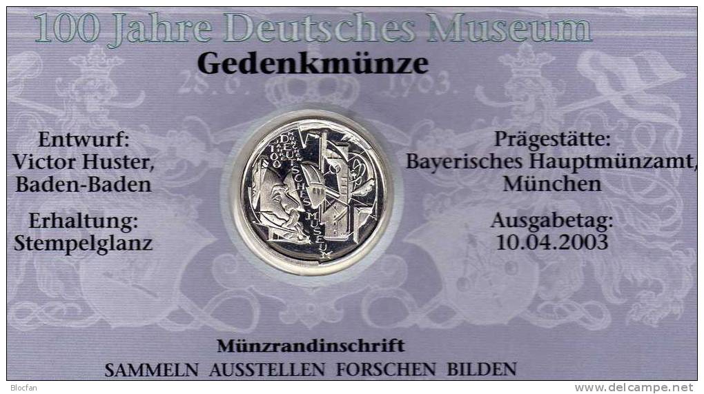 Deutsches Museum München Numisblatt NB 1/2003 Mit BRD 2332 10-KB SST 35€ Ing. Miller Bf Document Sheetlet Of Germany - Commémoratives