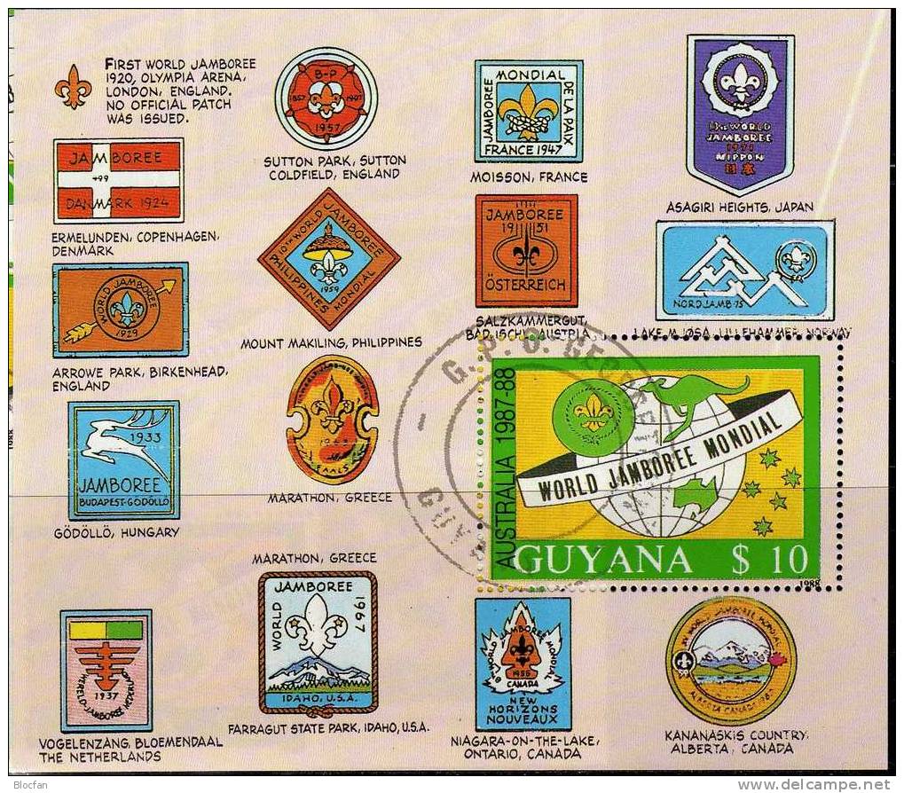 Pfadfindertreffen 1989 GUYANA 2490/1,KB,Block 39+40 O 194€ Erdkugel Emblem Kängeruh Pfadfinder Scout Bloc Bf Of America - Vrac (max 999 Timbres)