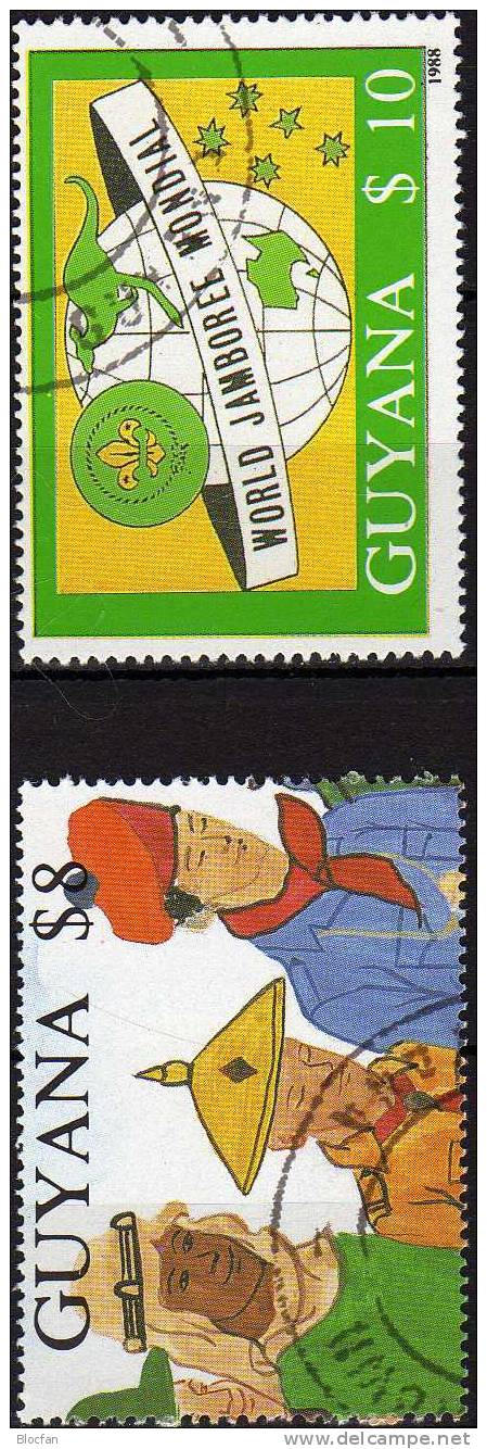 Pfadfindertreffen 1989 GUYANA 2490/1,KB,Block 39+40 o 194€ Erdkugel Emblem Kängeruh Pfadfinder scout bloc bf of America