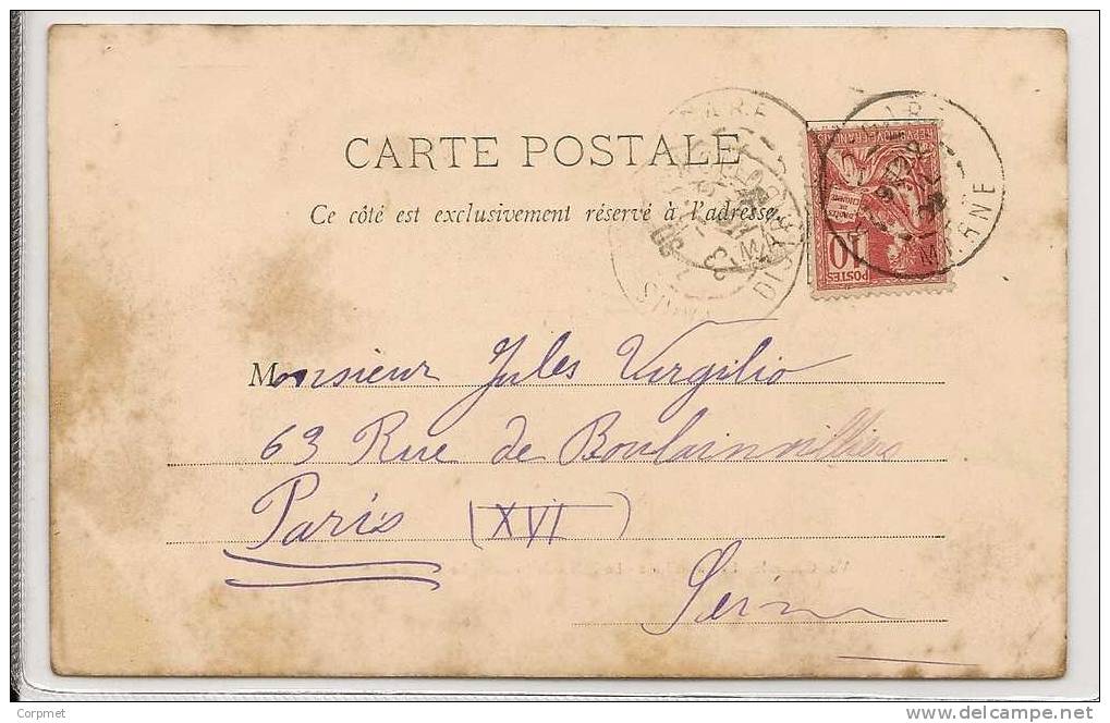 FRANCE - Type Mouchon - Yvert # 112 Sur Lettre  - 1902 REIMS CPA To PARIS - 1900-02 Mouchon