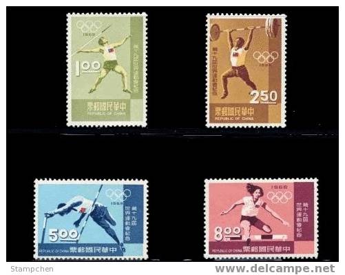 1968 Olympic Games Stamps Sport Javelin Weight Lifting Pole Vault High Hurdle - Springconcours