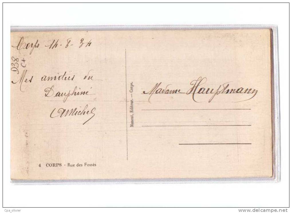 38 CORPS (environs) Rue Des Fossés, Autobus, Ed Manent 4, CPSM 9x14, 1934 - Corps